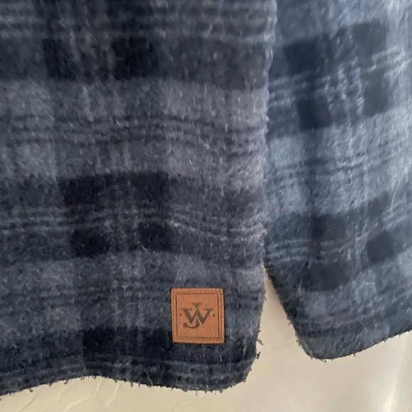 John Wayne Stock & Supply Medium Blue Plaid 1/4 Zip Fleece Pullover Sweater. - Picture 2 of 5